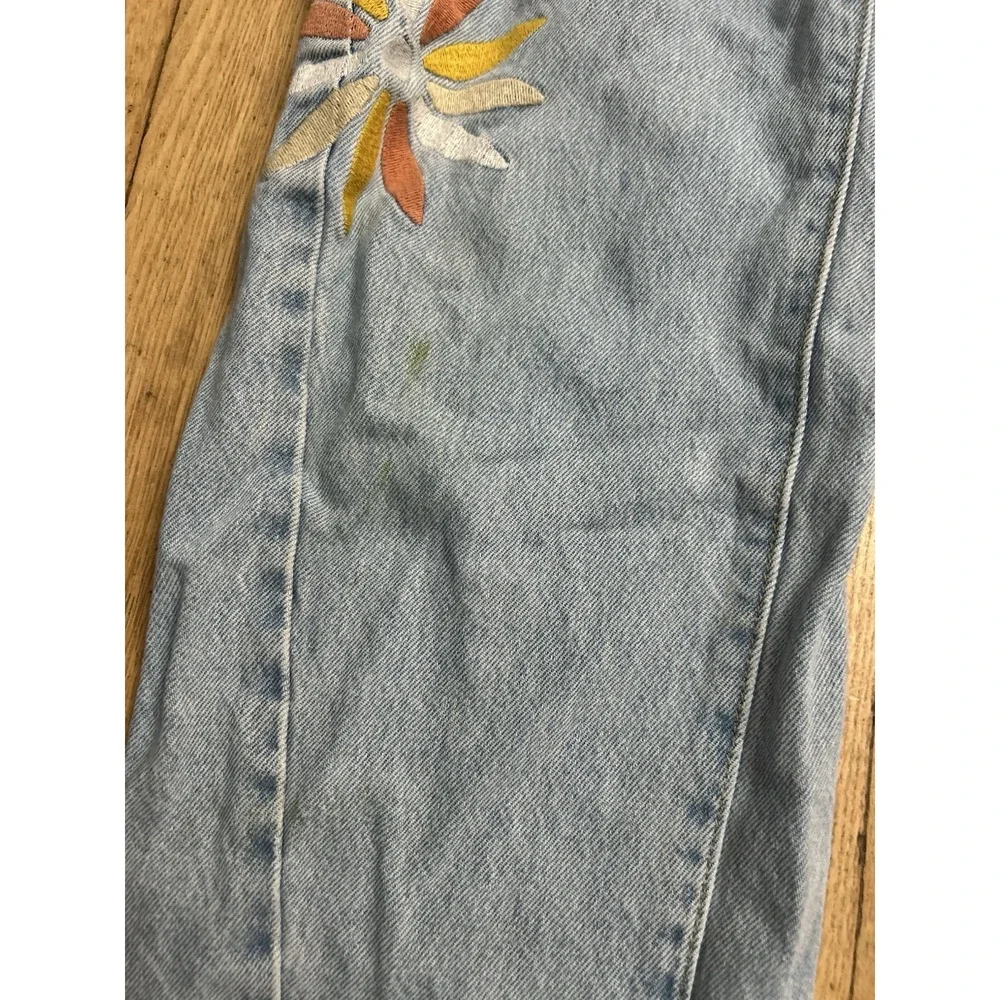 Zara Girls Wide Leg Jeans Size 11/12 Flower Light Denim Cute